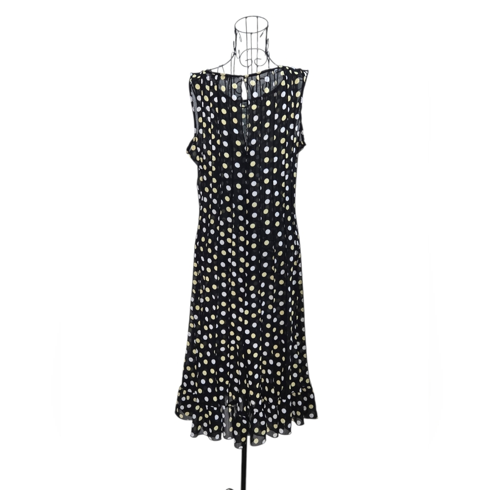 Sandra Darren Black Polka Dot Midi Dress Size 6